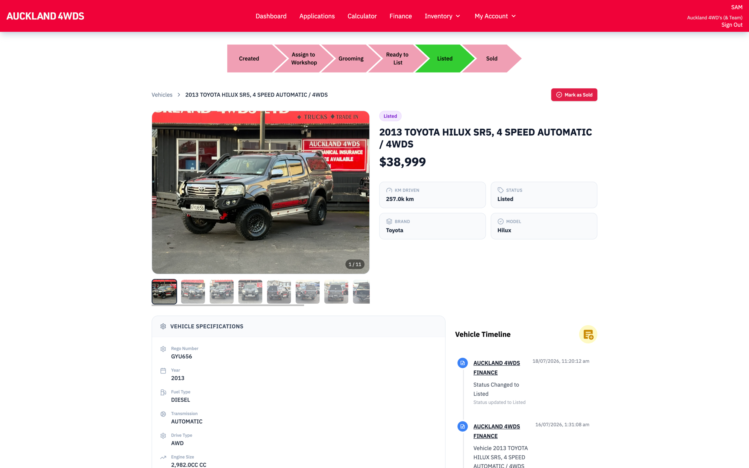 %Stride AI - AI Automation For New Zealand Businesses% 6 Auckland 4WDS vehicle detail and status timeline